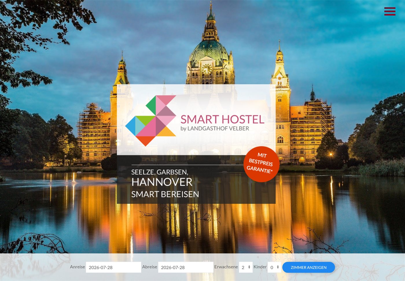 Webdesign-Referenz: Smart Hostel by Landgasthof Velber